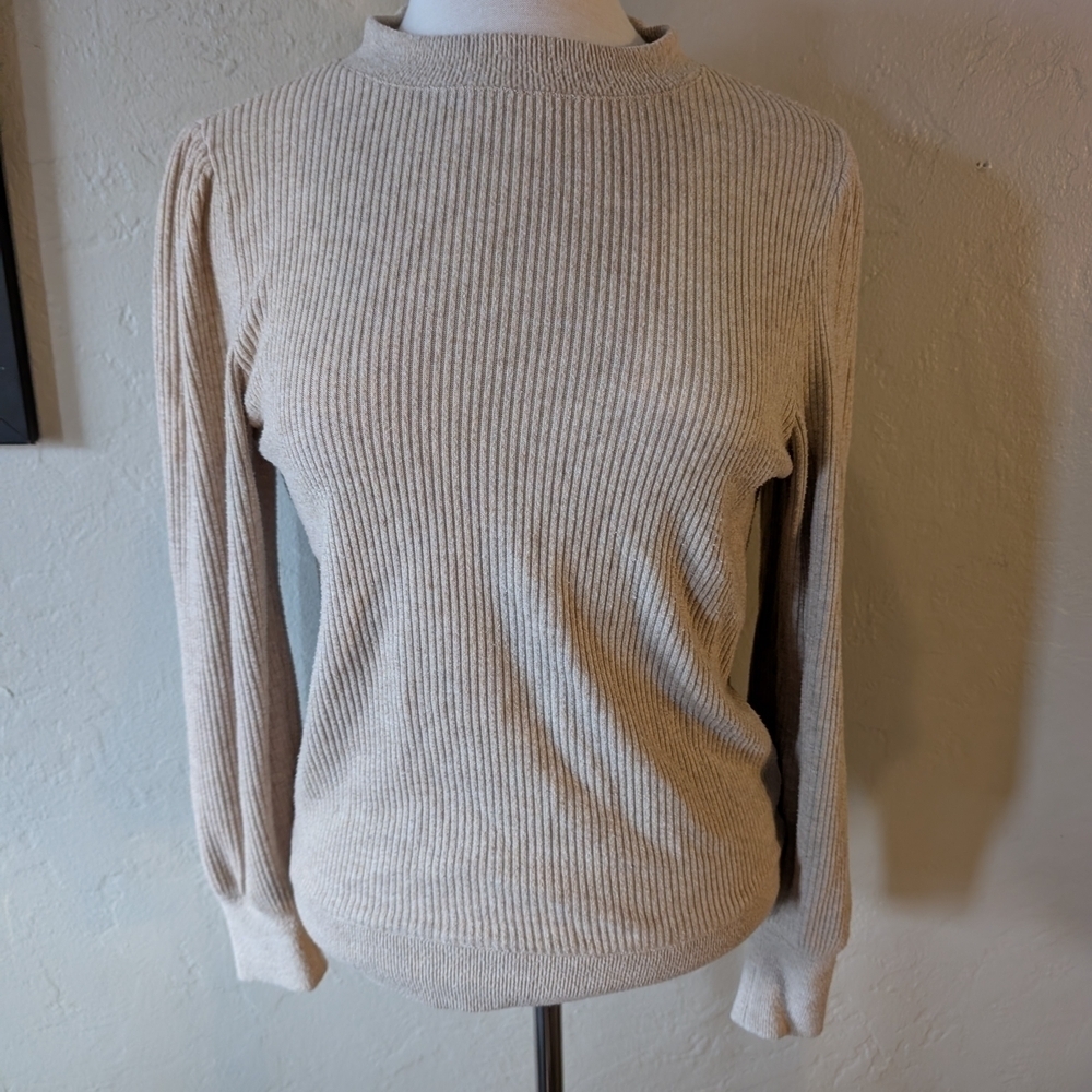 Women's J Crew Beige Capsule Minimalist Ribbed Sweater sz‎ Small